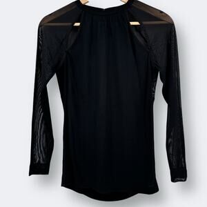 Allsaints Black Mesh Long Sleeve Open Back Shirt Womens Size 4